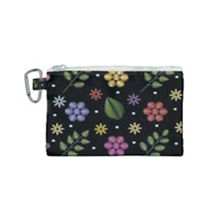 Embroidery Seamless Pattern With Flowers Canvas Cosmetic Bag (small) by Vaneshart