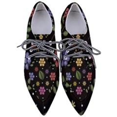 Embroidery Seamless Pattern With Flowers Pointed Oxford Shoes by Vaneshart
