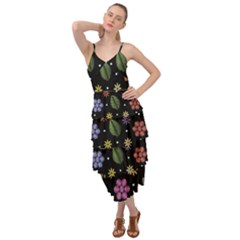 Embroidery Seamless Pattern With Flowers Layered Bottom Dress