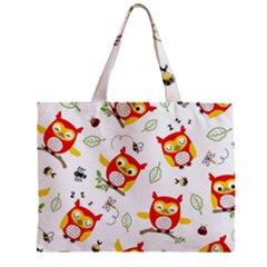 Seamless Pattern Vector Owl Cartoon With Bugs Zipper Mini Tote Bag