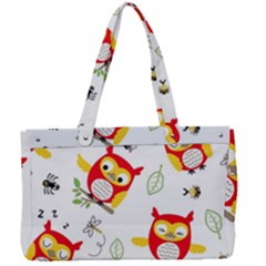 Seamless Pattern Vector Owl Cartoon With Bugs Canvas Work Bag by Vaneshart