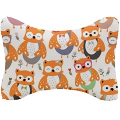 Cute Colorful Owl Cartoon Seamless Pattern Seat Head Rest Cushion by Vaneshart