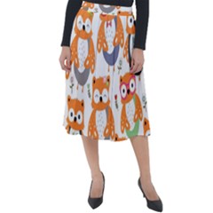 Cute Colorful Owl Cartoon Seamless Pattern Classic Velour Midi Skirt  by Vaneshart