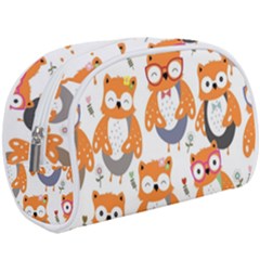 Cute Colorful Owl Cartoon Seamless Pattern Makeup Case (large) by Vaneshart