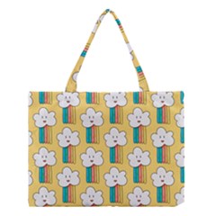 Smile Cloud Rainbow Pattern Yellow Medium Tote Bag by Vaneshart