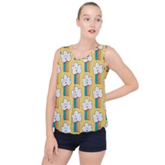 Smile Cloud Rainbow Pattern Yellow Bubble Hem Chiffon Tank Top by Vaneshart