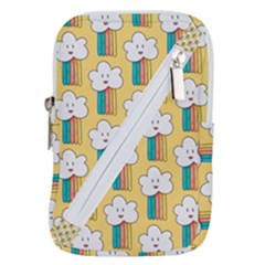 Smile Cloud Rainbow Pattern Yellow Belt Pouch Bag (small) by Vaneshart
