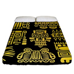 American Golden Ancient Totems Fitted Sheet (california King Size) by Vaneshart