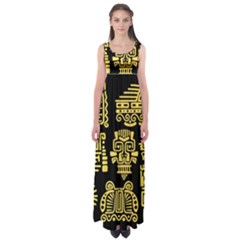 American Golden Ancient Totems Empire Waist Maxi Dress by Vaneshart