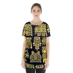 American Golden Ancient Totems Skirt Hem Sports Top by Vaneshart