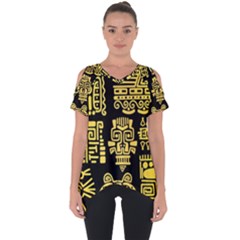 American Golden Ancient Totems Cut Out Side Drop Tee by Vaneshart