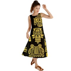 American Golden Ancient Totems Summer Maxi Dress by Vaneshart