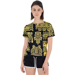 American Golden Ancient Totems Open Back Sport Tee by Vaneshart