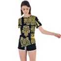 American Golden Ancient Totems Asymmetrical Short Sleeve Sports Tee View1