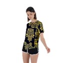 American Golden Ancient Totems Asymmetrical Short Sleeve Sports Tee View2