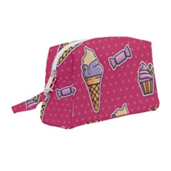 Seamless Pattern Patches With Ice Cream Wristlet Pouch Bag (medium) by Vaneshart