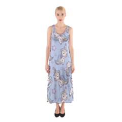 Pattern With Cute Unicorns Sleeveless Maxi Dress