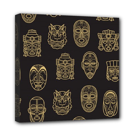Indian Aztec African Historic Tribal Mask Seamless Pattern Mini Canvas 8  x 8  (Stretched)