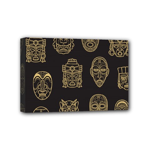 Indian Aztec African Historic Tribal Mask Seamless Pattern Mini Canvas 6  x 4  (Stretched)