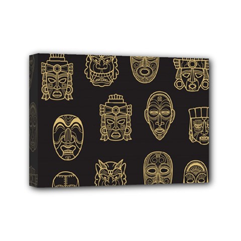 Indian Aztec African Historic Tribal Mask Seamless Pattern Mini Canvas 7  x 5  (Stretched)