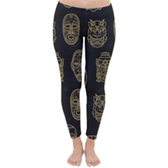 Indian Aztec African Historic Tribal Mask Seamless Pattern Classic Winter Leggings