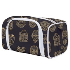 Indian Aztec African Historic Tribal Mask Seamless Pattern Toiletries Pouch