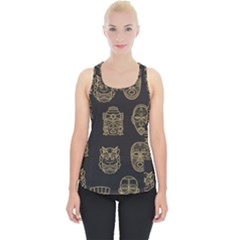 Indian Aztec African Historic Tribal Mask Seamless Pattern Piece Up Tank Top