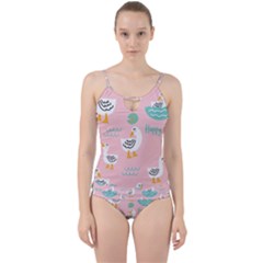 Cute Happy Duck Gift Card Design Seamless Pattern Template Cut Out Top Tankini Set