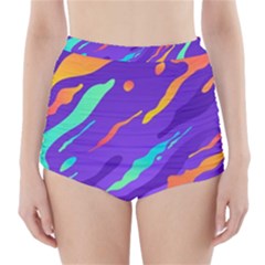 Multicolored Abstract Background High-waisted Bikini Bottoms