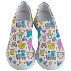 Baby Care Stuff Clothes Toys Cartoon Seamless Pattern Women s Lightweight Slip Ons by Vaneshart