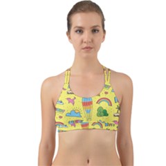 Travel Pattern Back Web Sports Bra by Vaneshart