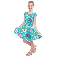 Cloud Seamless Pattern Kids  Short Sleeve Dress