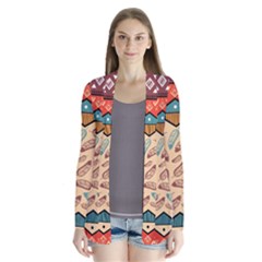 Ethnic Tribal Pattern Background Drape Collar Cardigan by Vaneshart