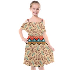 Ethnic Tribal Pattern Background Kids  Cut Out Shoulders Chiffon Dress by Vaneshart