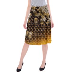 Honeycomb With Bees Midi Beach Skirt by Vaneshart