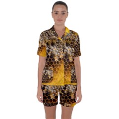 Honeycomb With Bees Satin Short Sleeve Pyjamas Set by Vaneshart