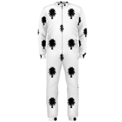 Black And White Tropical Print Pattern Onepiece Jumpsuit (men)  by dflcprintsclothing