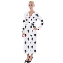 Black And White Tropical Print Pattern Velvet Maxi Wrap Dress by dflcprintsclothing