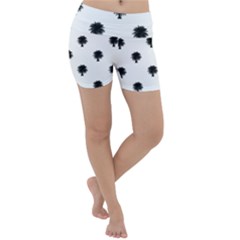 Black And White Tropical Print Pattern Lightweight Velour Yoga Shorts by dflcprintsclothing