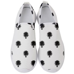 Black And White Tropical Print Pattern Men s Slip On Sneakers by dflcprintsclothing