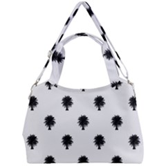 Black And White Tropical Print Pattern Double Compartment Shoulder Bag by dflcprintsclothing