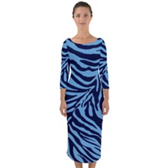 Zebra 3 Quarter Sleeve Midi Bodycon Dress by dressshop