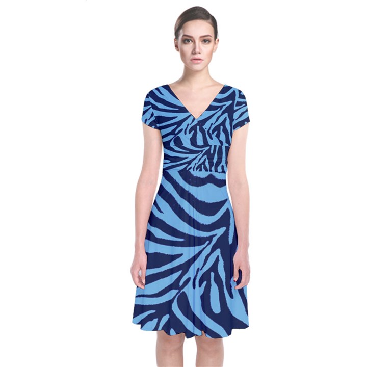 Zebra 3 Short Sleeve Front Wrap Dress