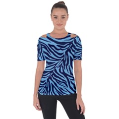 Zebra 3 Shoulder Cut Out Short Sleeve Top by dressshop