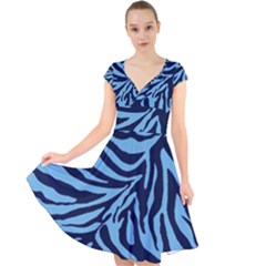 Zebra 3 Cap Sleeve Front Wrap Midi Dress by dressshop