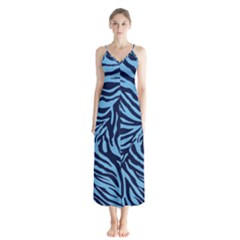 Zebra 3 Button Up Chiffon Maxi Dress