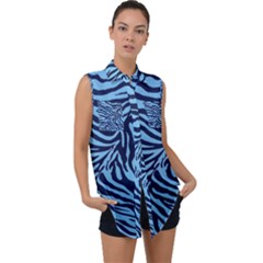 Zebra 3 Sleeveless Chiffon Button Shirt