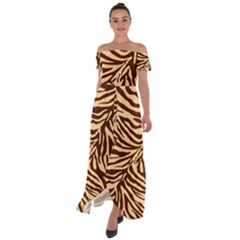 Zebra 2 Off Shoulder Open Front Chiffon Dress by dressshop