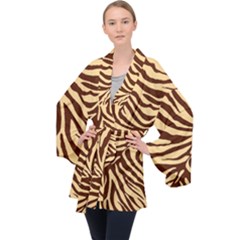 Zebra 2 Long Sleeve Velvet Kimono  by dressshop