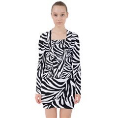 Zebra 1 V-neck Bodycon Long Sleeve Dress by dressshop